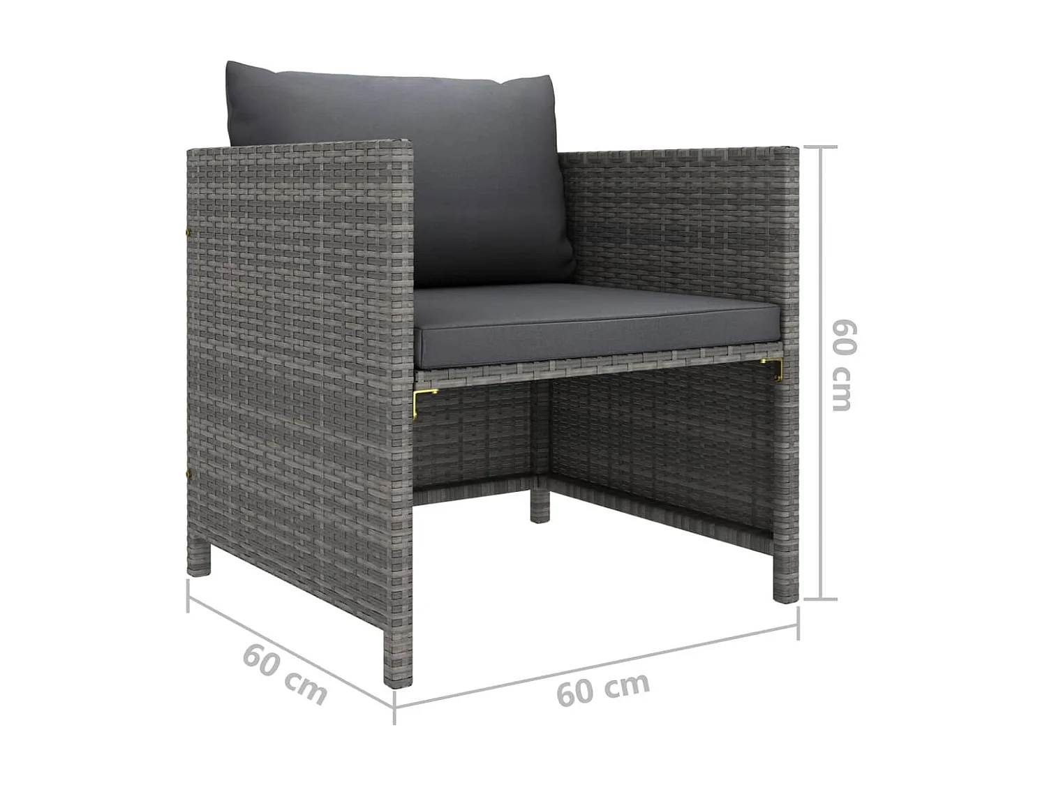 Tuinbank met kussens poly rattan grijs BE455245