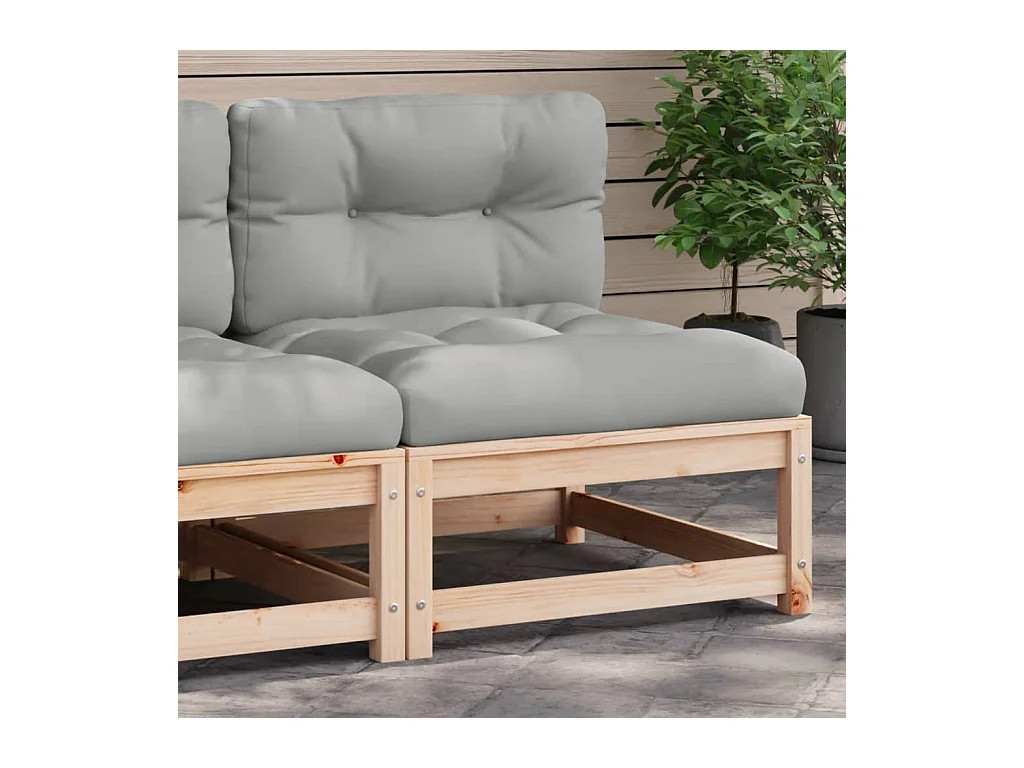 Canapé de jardin sans accoudoirs et coussins bois massif de pin FR89615