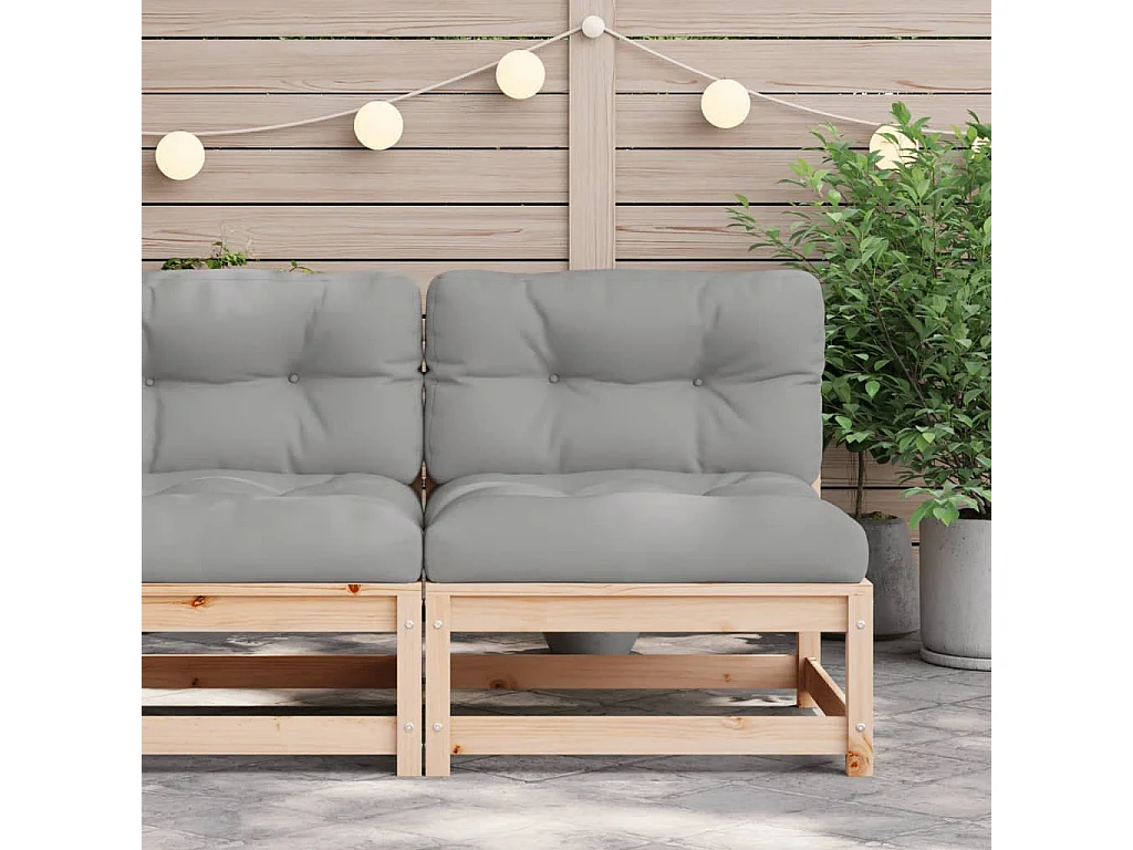 Canapé de jardin sans accoudoirs et coussins bois massif de pin FR89615