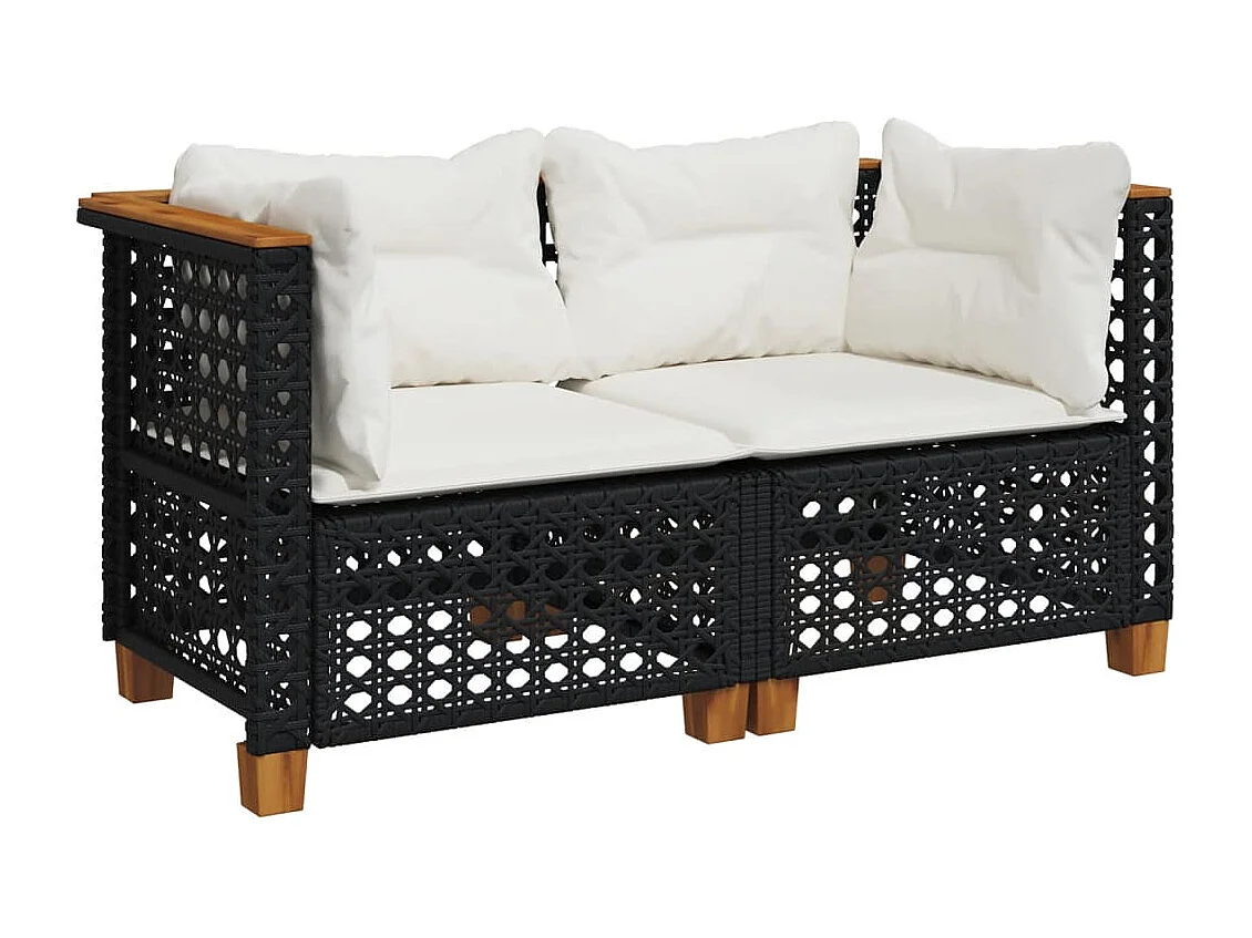 Tuinhoekbanken met kussens 2 st poly rattan zwart BE777082