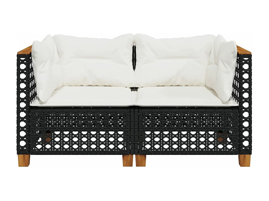 Tuinhoekbanken met kussens 2 st poly rattan zwart BE777082