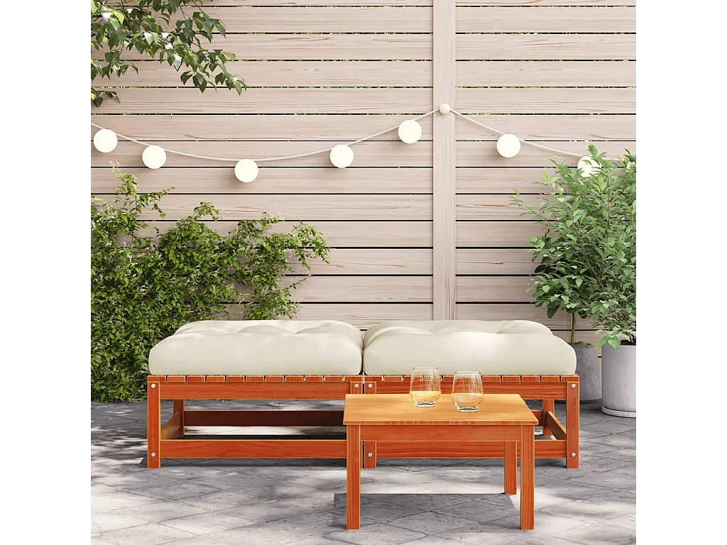 Canapé de jardin - Repose-pieds de jardin avec coussins 2 pcs bois massif pin FR95322