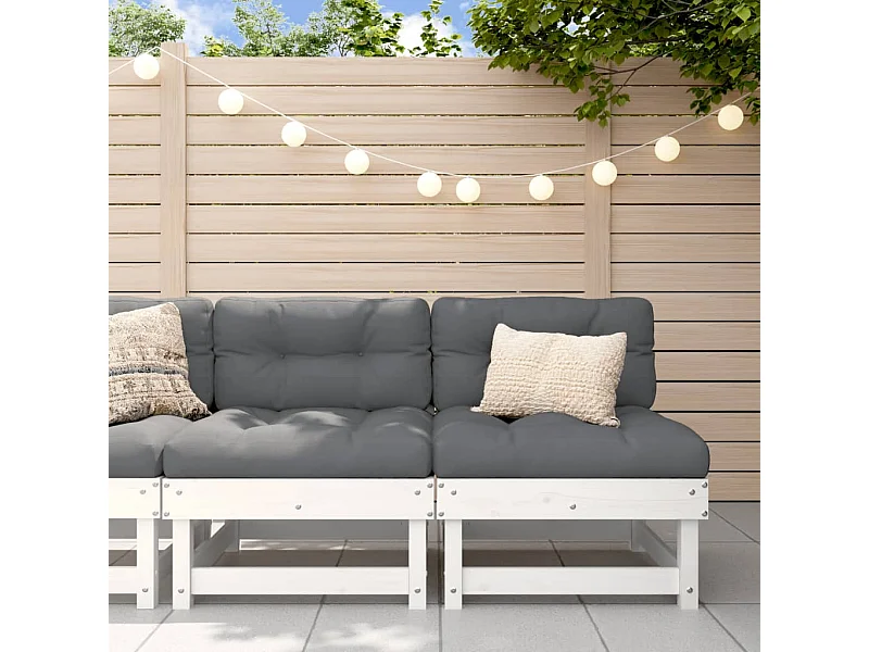 Canapés centraux de jardin 2 pcs blanc bois de pin massif FR50185