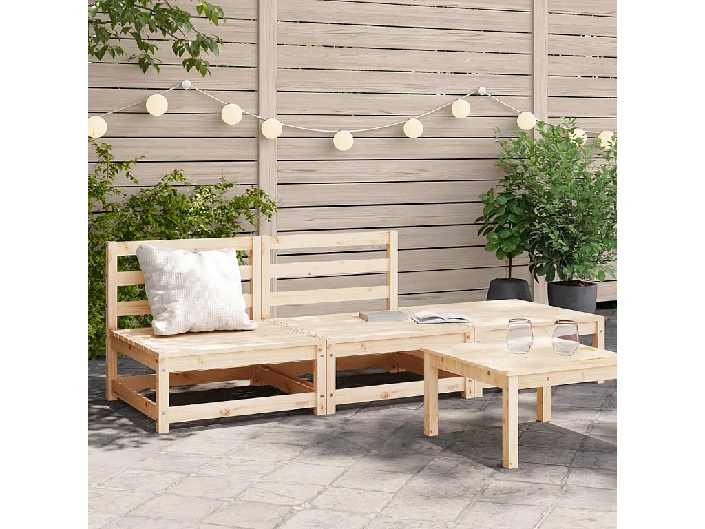 Canapé de jardin sans accoudoirs repose-pieds bois pin massif FR83473