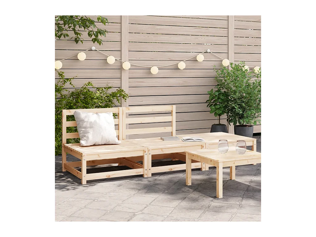 Canapé de jardin sans accoudoirs repose-pieds bois pin massif FR83473