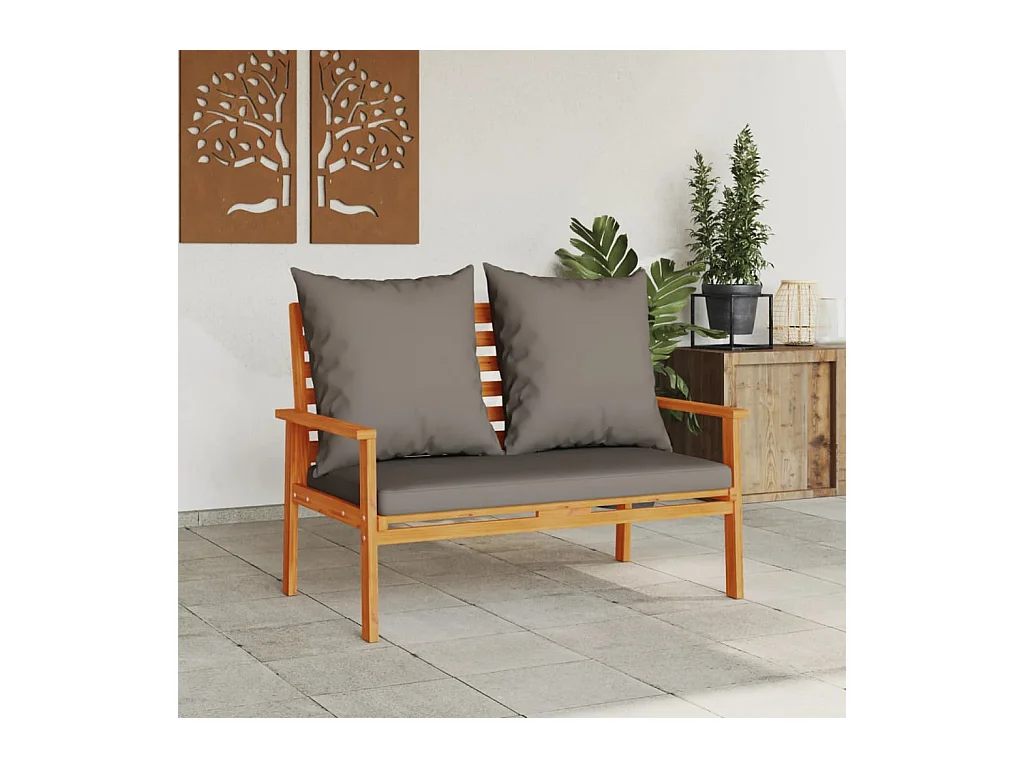 Canapé de jardin 120 cm avec coussin bois d'acacia massif FR11458