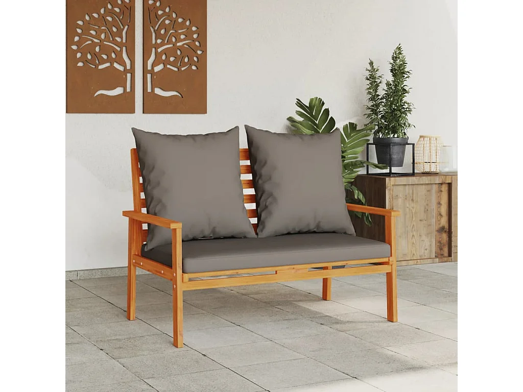 Canapé de jardin 120 cm avec coussin bois d'acacia massif FR11458