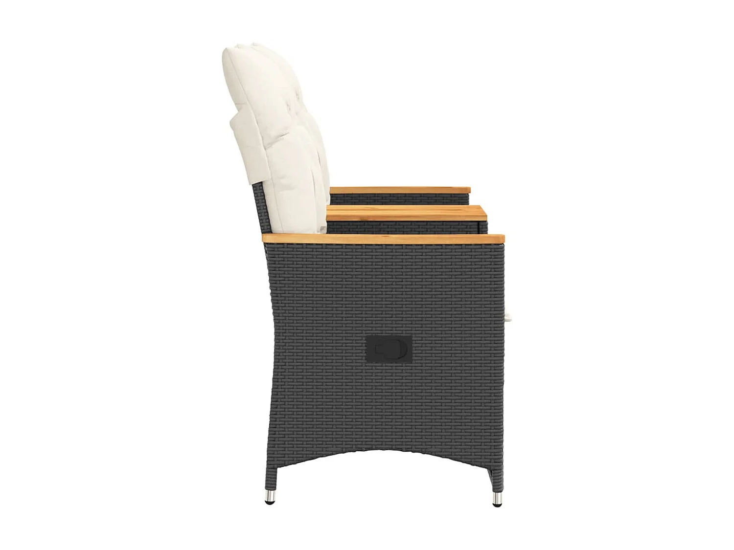 Canapé de jardin inclinable 2 places avec table noir poly rotin FR453921