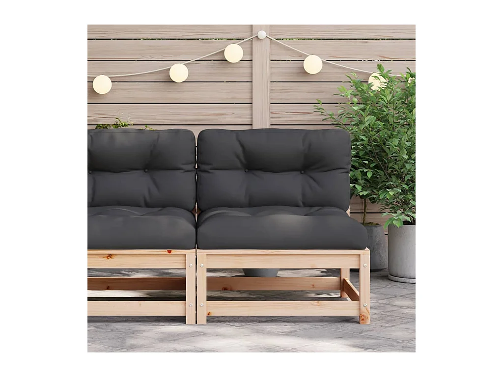 Canapé de jardin sans accoudoirs et coussins bois massif de pin FR34043