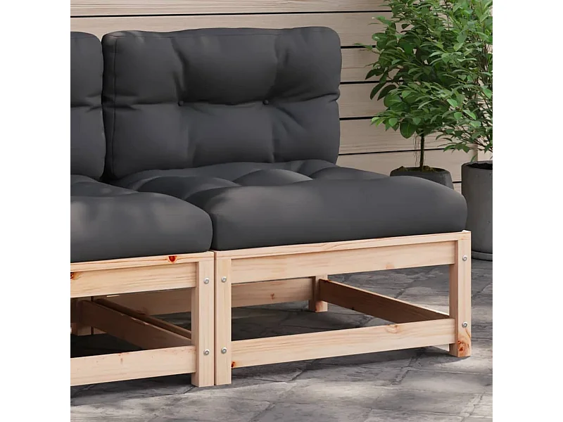 Canapé de jardin sans accoudoirs et coussins bois massif de pin FR34043