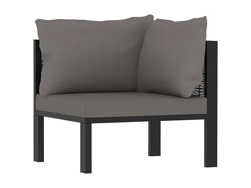 Hoekbank sectioneel met linkerarmleuning poly rattan antraciet BE215415