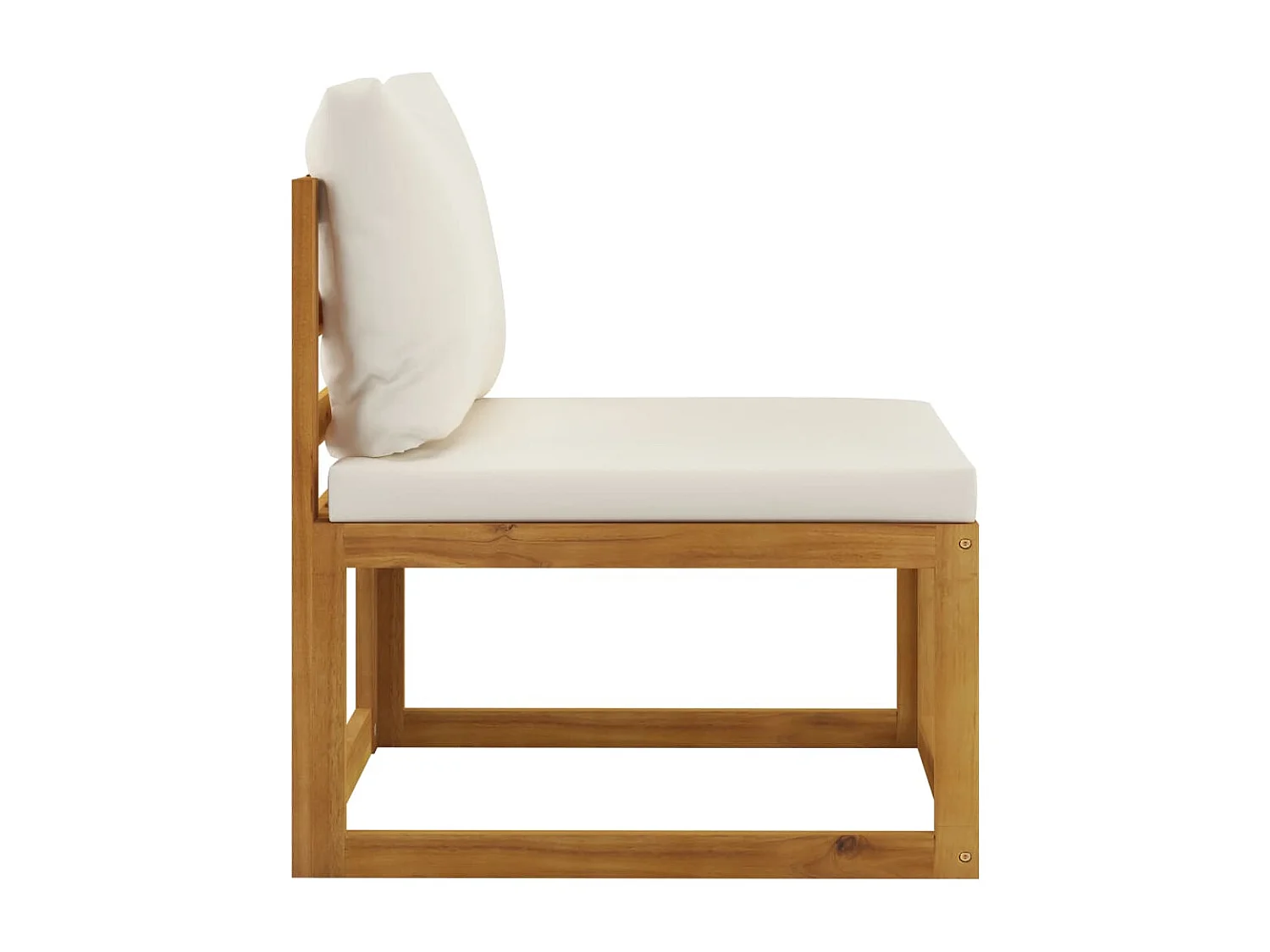 Sofá seccional central y cojín blanco crema madera de acacia ES765731