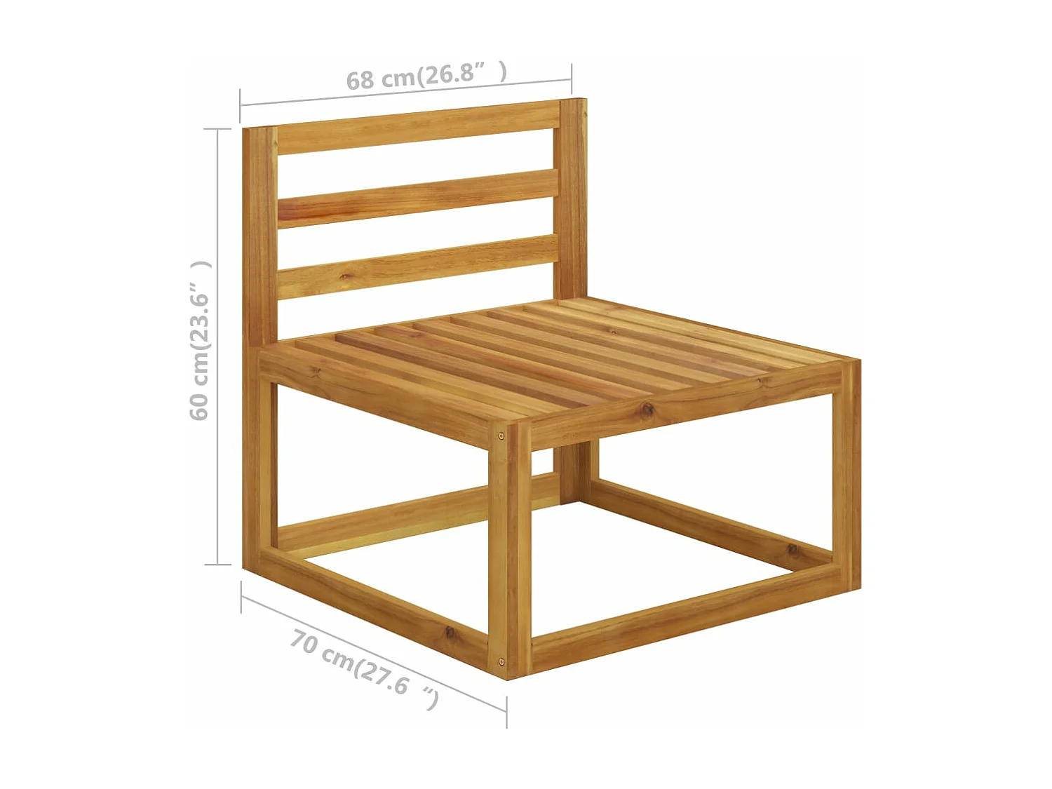 Sofá seccional central y cojín blanco crema madera de acacia ES765731