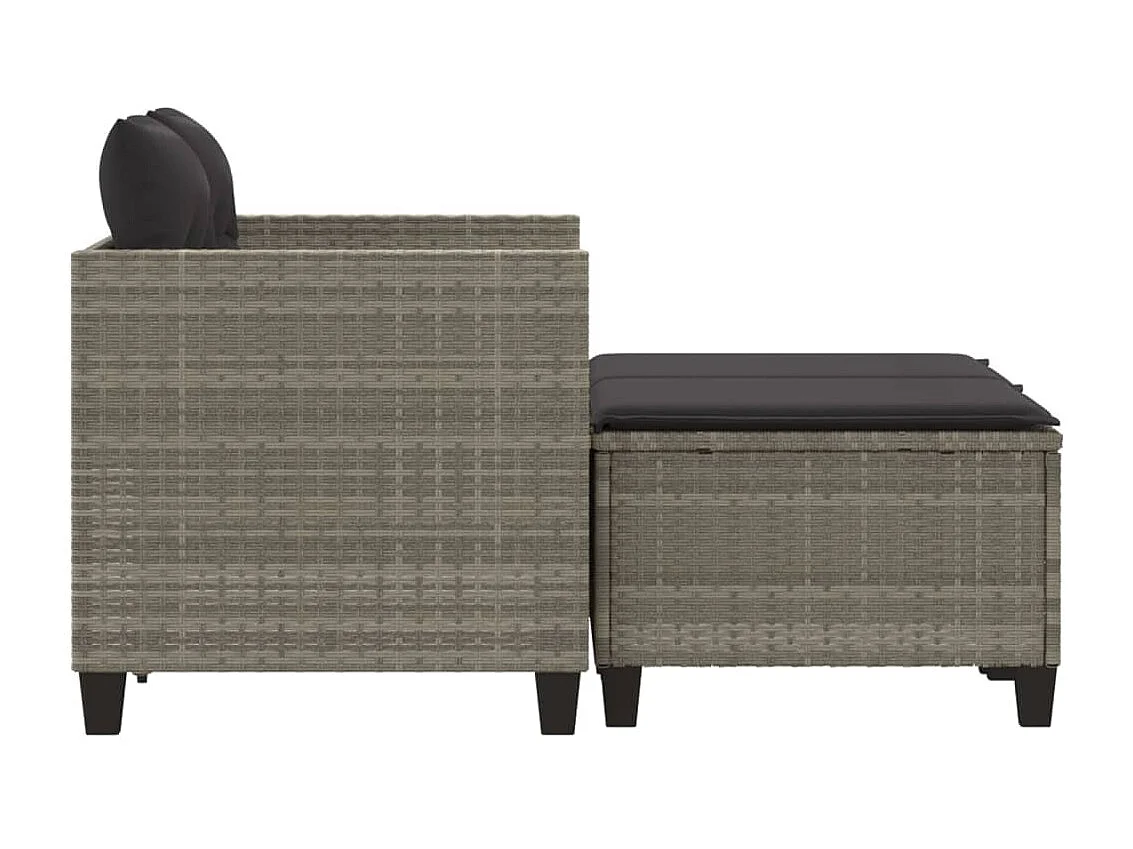 Canapé de jardin 2 places avec tabourets gris clair poly rotin FR618197