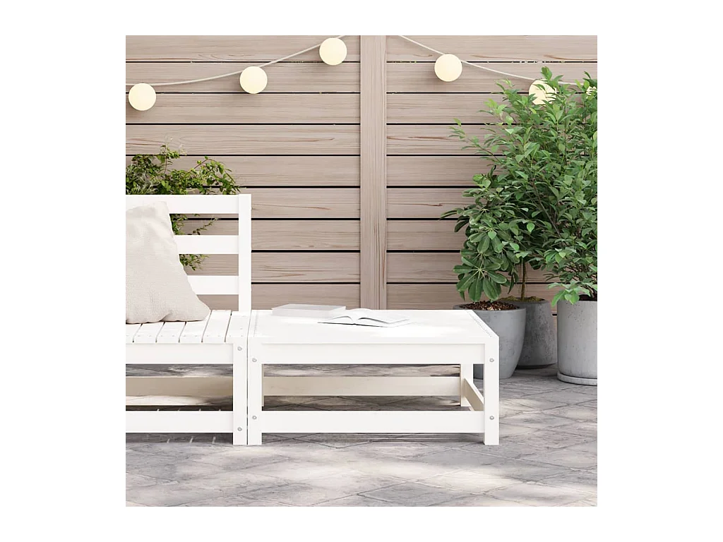 Canapé de jardin - Repose-pied de jardin blanc 70x70x30 cm bois de pin massif FR47351