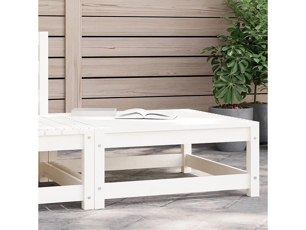 Canapé de jardin - Repose-pied de jardin blanc 70x70x30 cm bois de pin massif FR47351