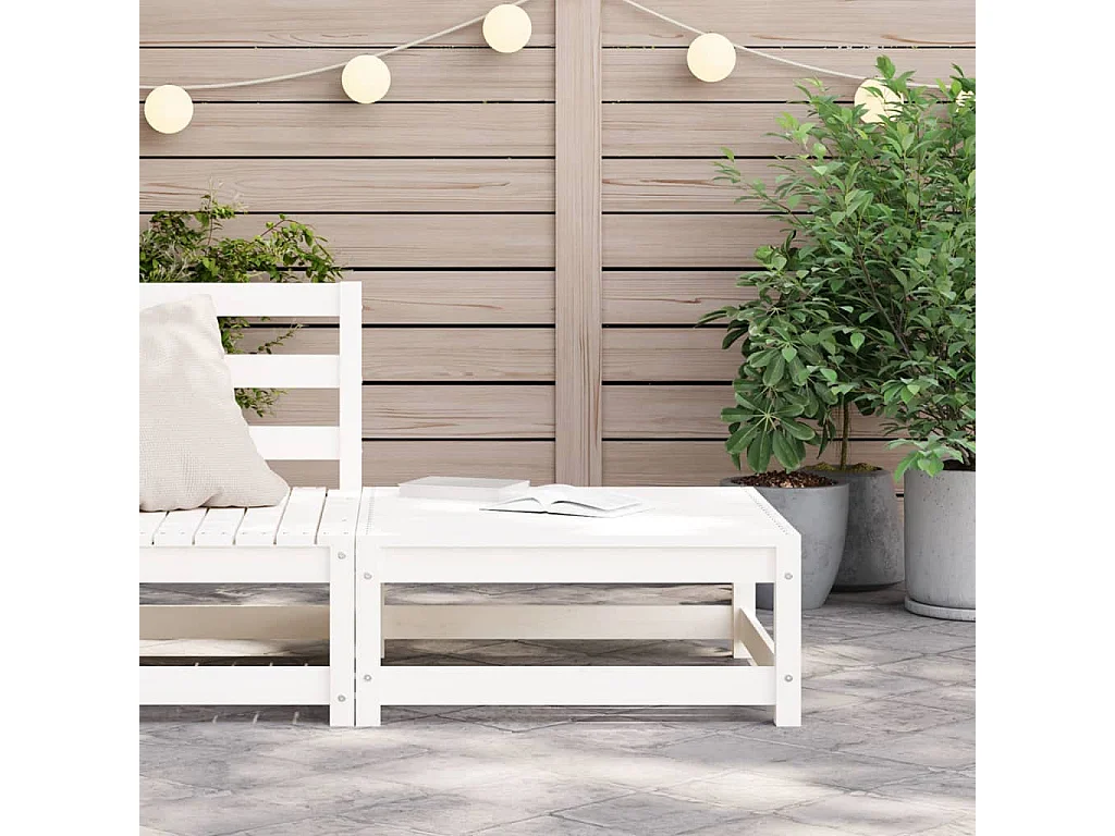 Canapé de jardin - Repose-pied de jardin blanc 70x70x30 cm bois de pin massif FR47351