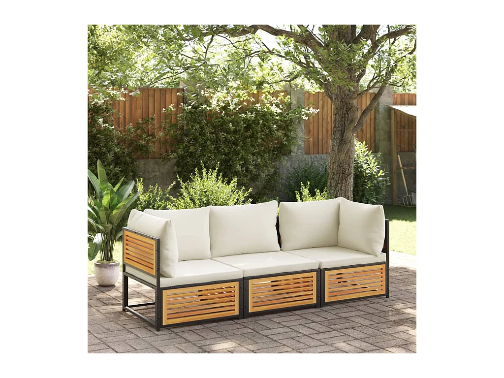 Canapé de jardin avec coussins 2 places bois massif d'acacia FR20992