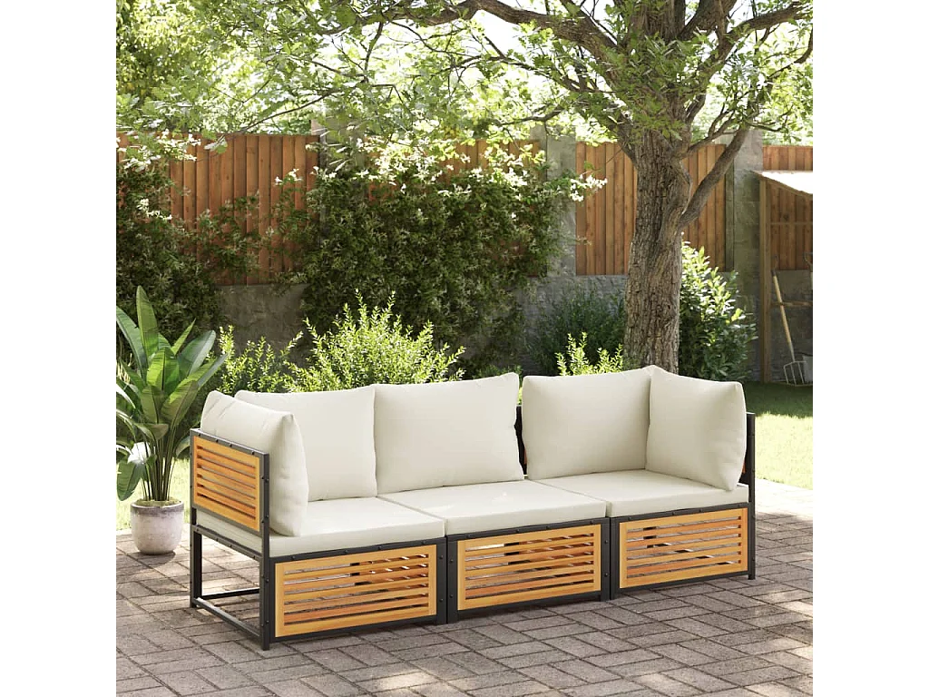 Canapé de jardin avec coussins 2 places bois massif d'acacia FR20992