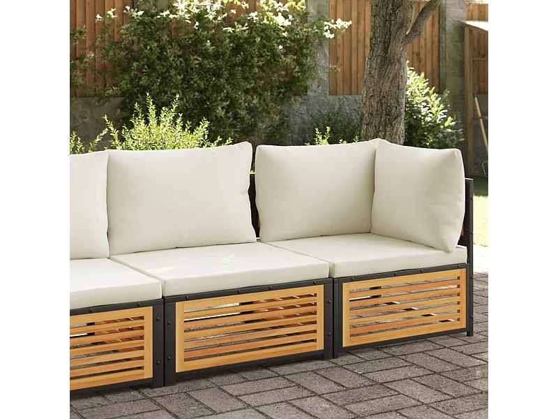 Tuinbank 2-zits met kussens massief acaciahout BE929149