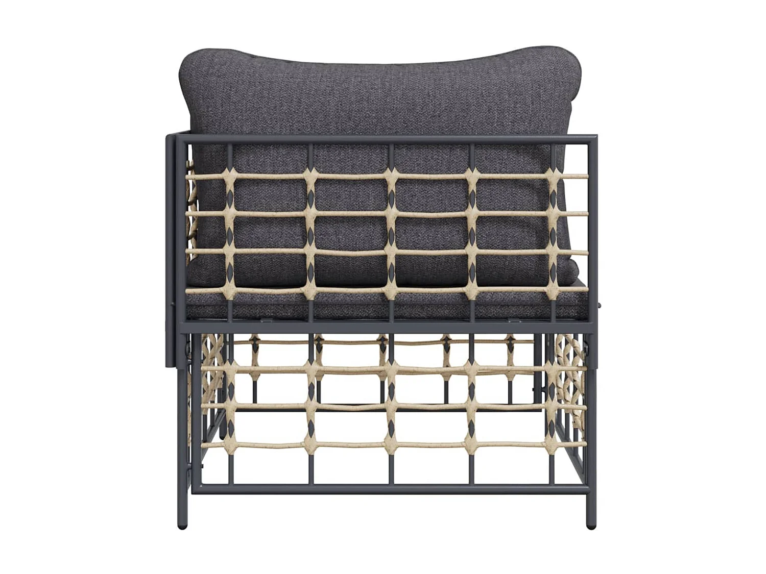 Canapé d'angle de jardin avec coussin gris foncé résine tressée FR35247