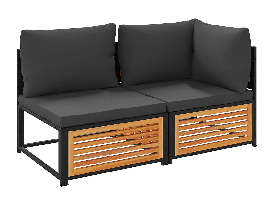 Canapé de jardin avec coussins 2 places bois massif d'acacia FR63225