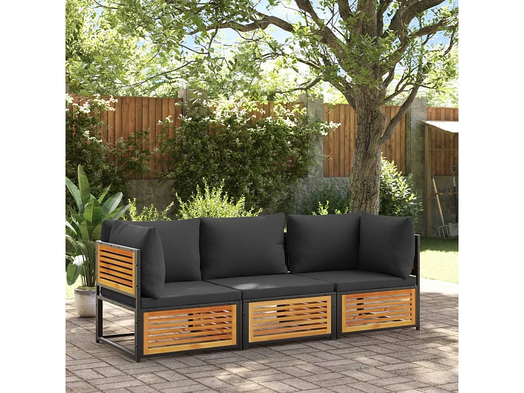 Canapé de jardin avec coussins 2 places bois massif d'acacia FR63225