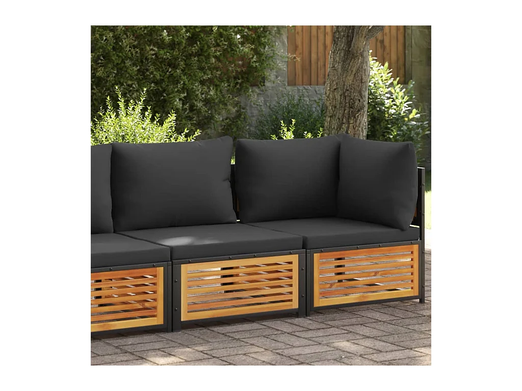 Canapé de jardin avec coussins 2 places bois massif d'acacia FR63225