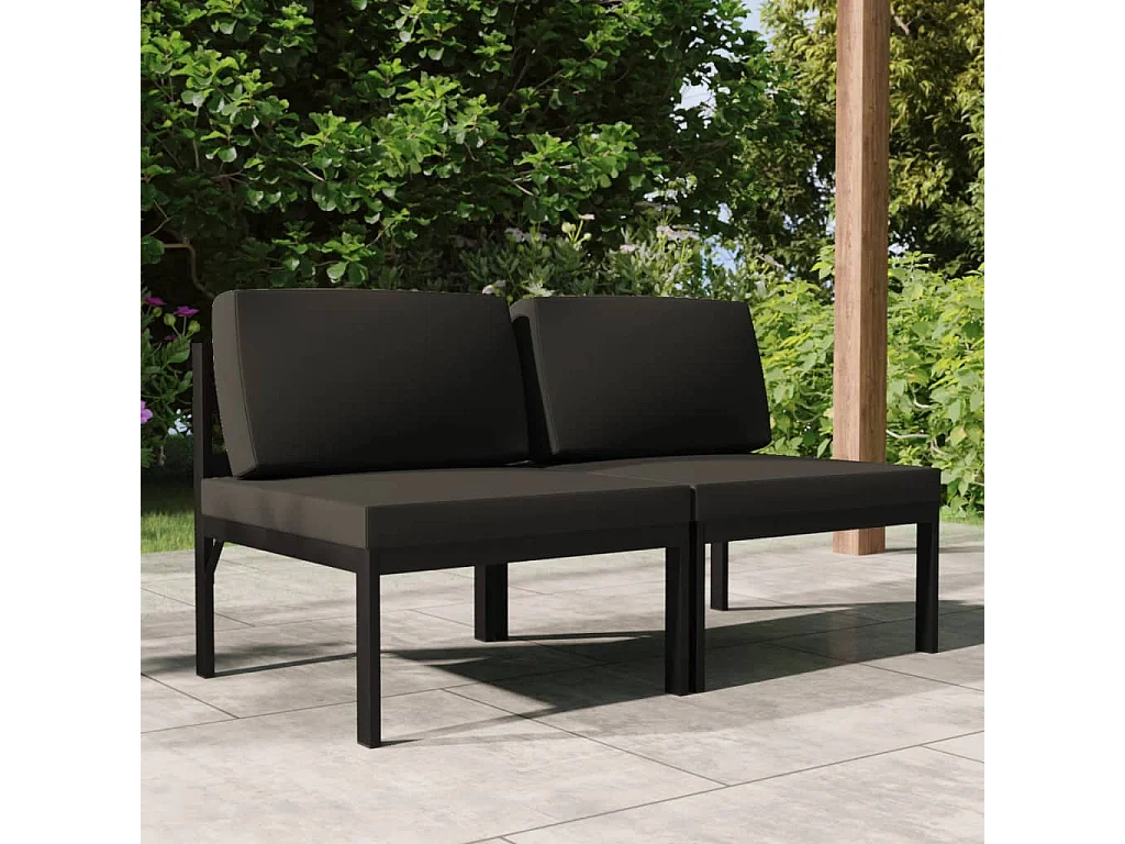 Canapé de jardin 2 places avec coussins Aluminium Anthracite FR71888