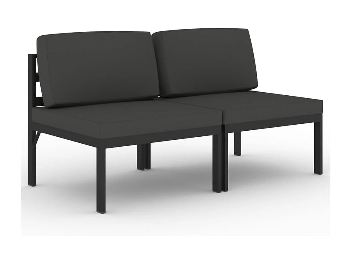 Tuinbank 2-zits met kussens aluminium antracietkleurig BE597758