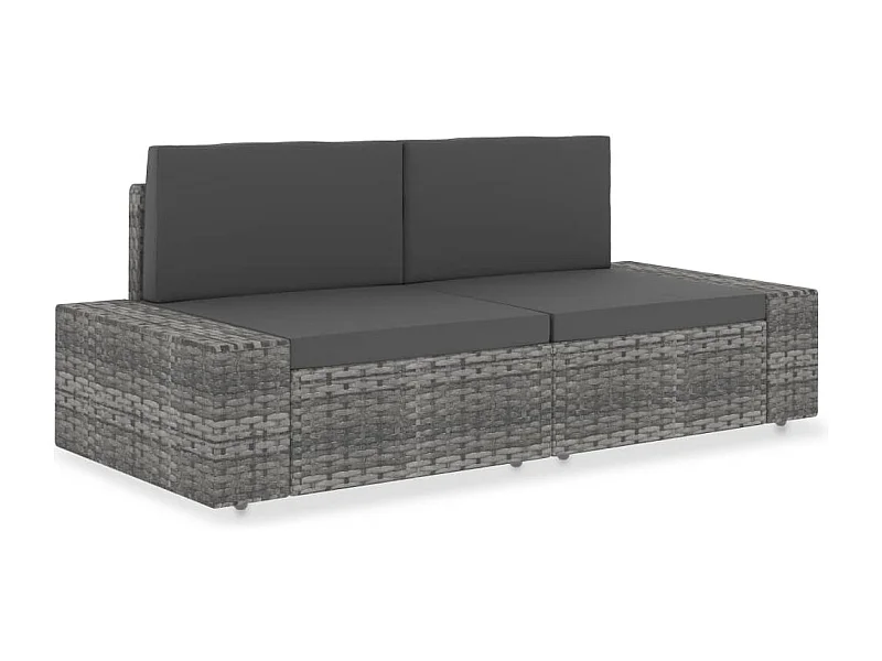 Tweezitsbank sectioneel poly rattan grijs BE907224