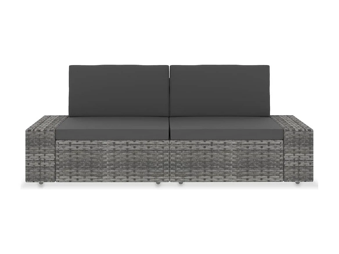 Canapé sectionnel 2 places Résine tressée Gris FR89914