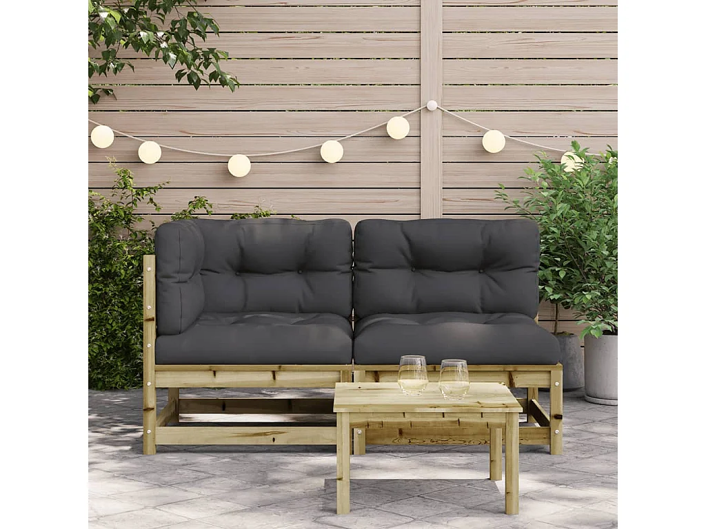 Canapé de jardin avec coussins 2 places bois de pin imprégné FR60617