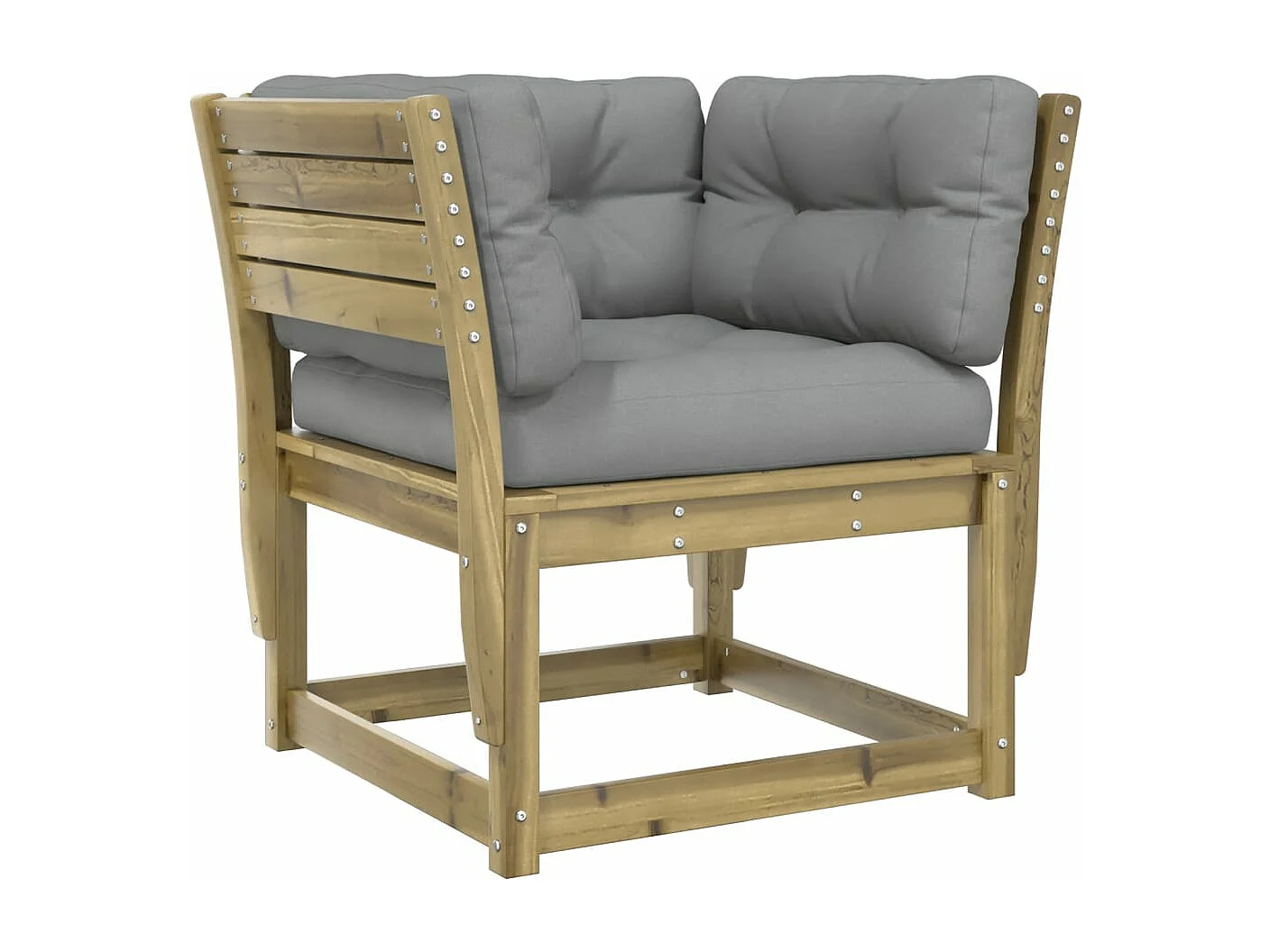 Canapé de jardin accoudoirs avec coussins bois pin imprégné FR797469