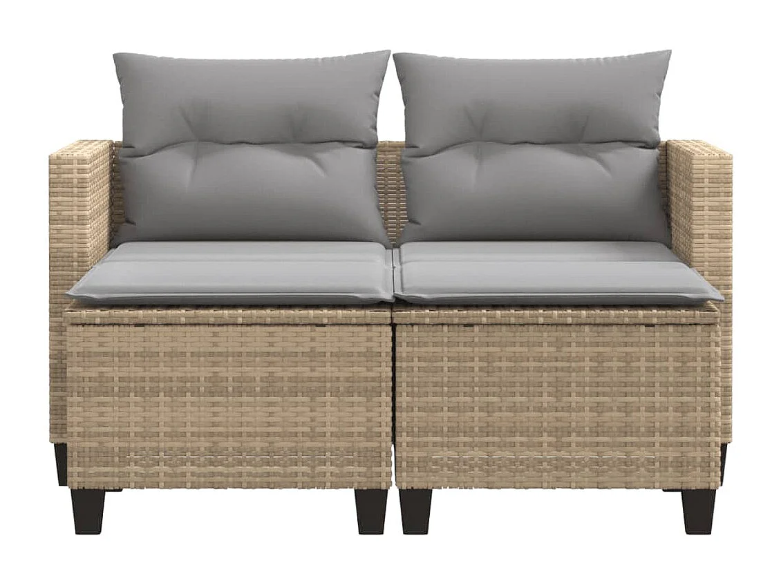 Canapé de jardin 2 places avec tabourets beige résine tressée FR569663