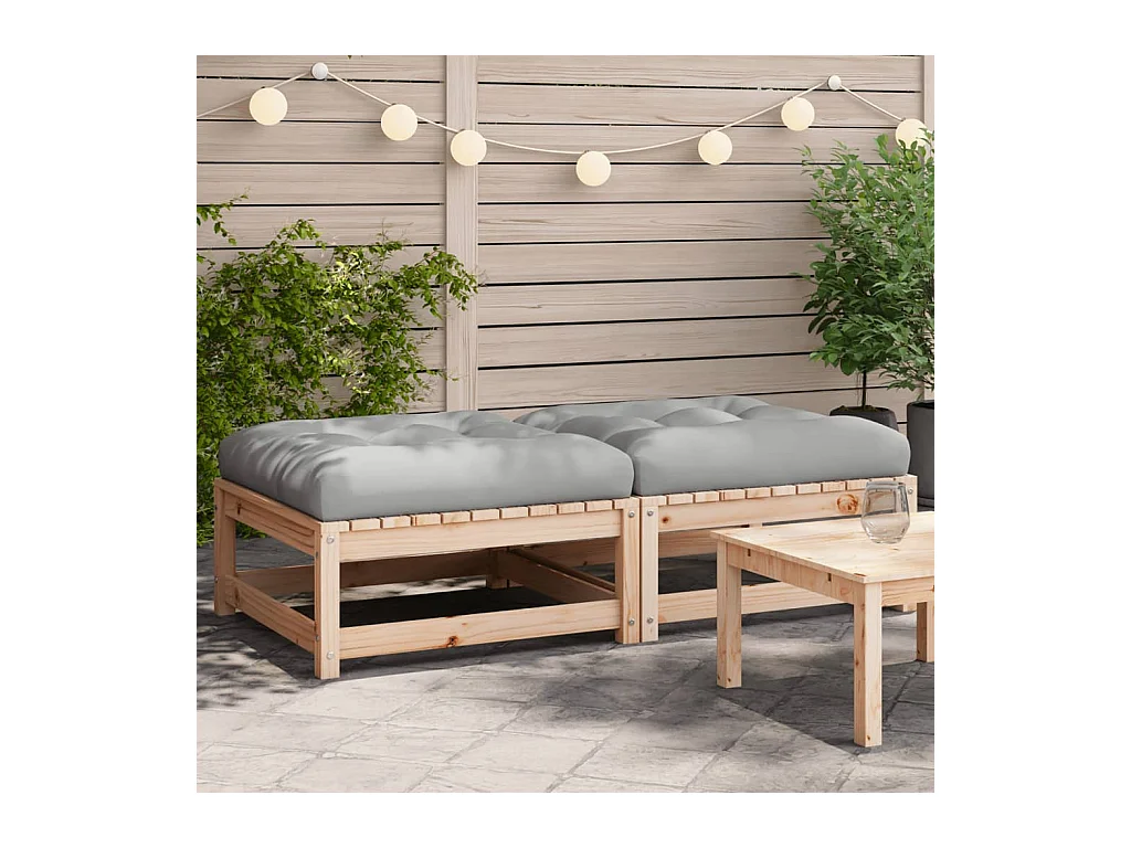 Canapé de jardin - Repose-pieds de jardin avec coussins 2 pcs bois de pin massif FR18120