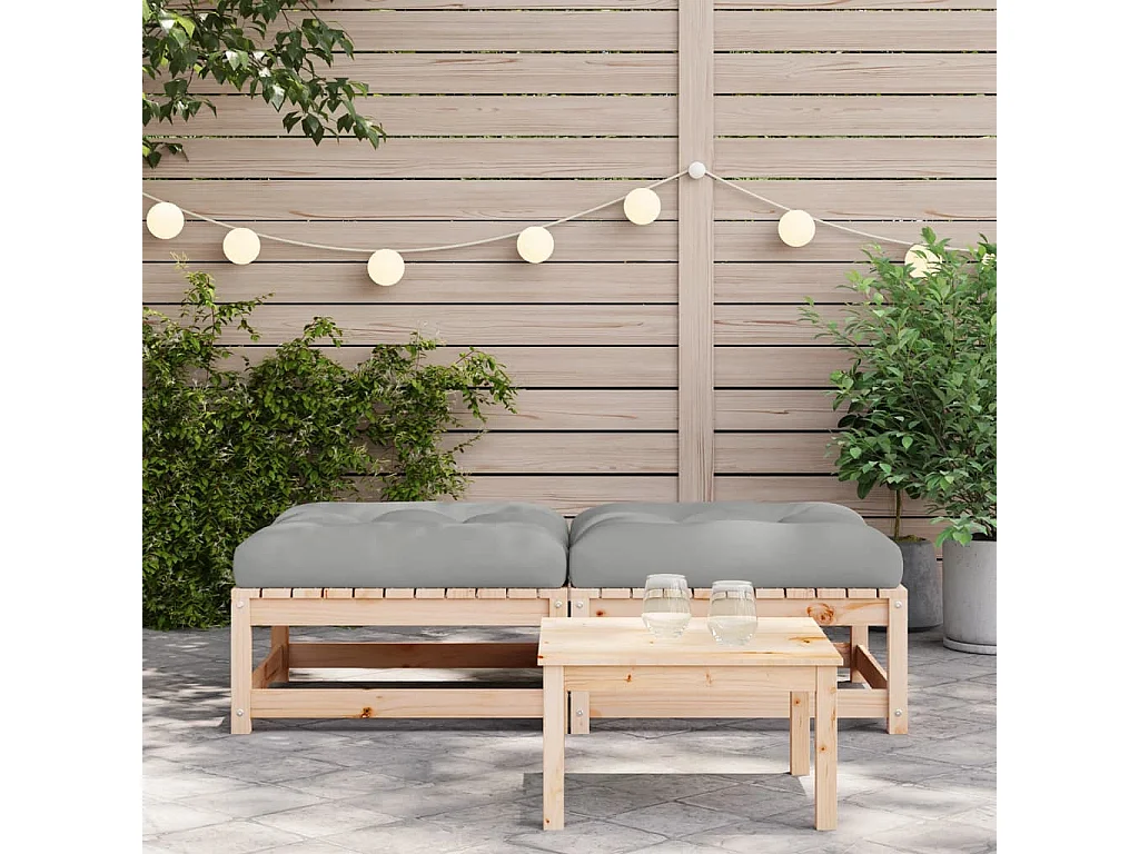 Canapé de jardin - Repose-pieds de jardin avec coussins 2 pcs bois de pin massif FR18120