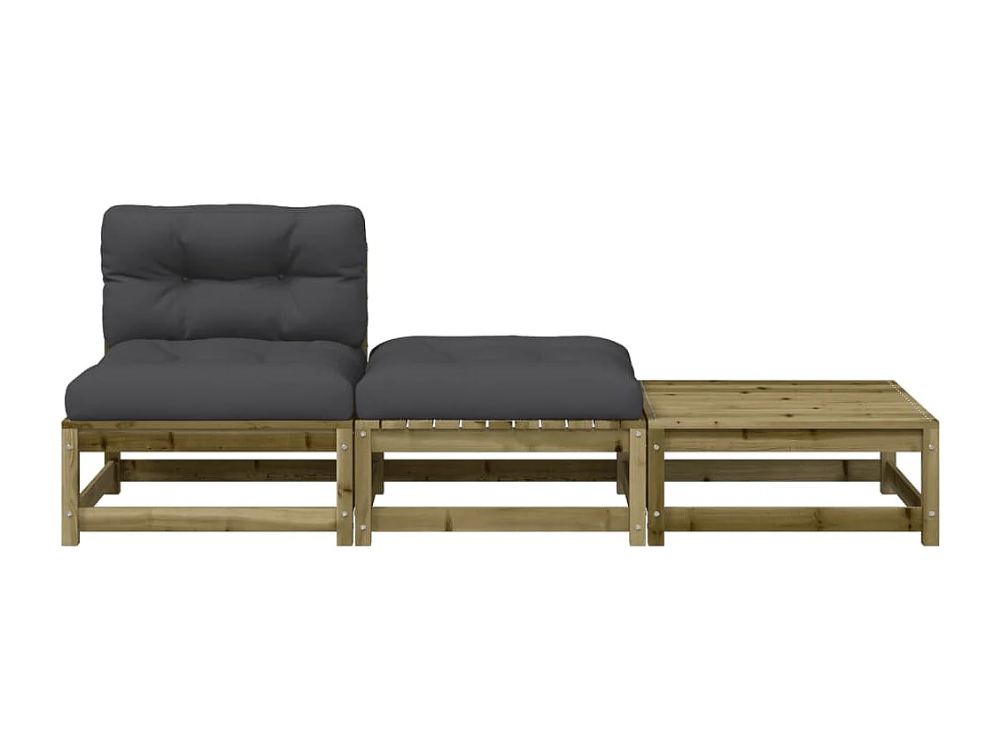 Canapé de jardin sans accoudoirs avec coussins et repose-pieds FR18494