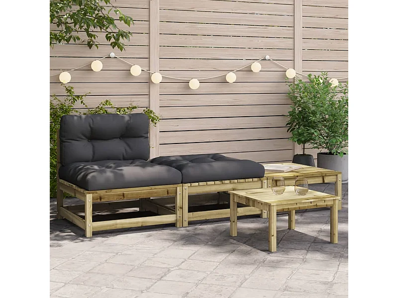 Tuinbank zonder armleuningen met kussens en voetenbanken BE331813