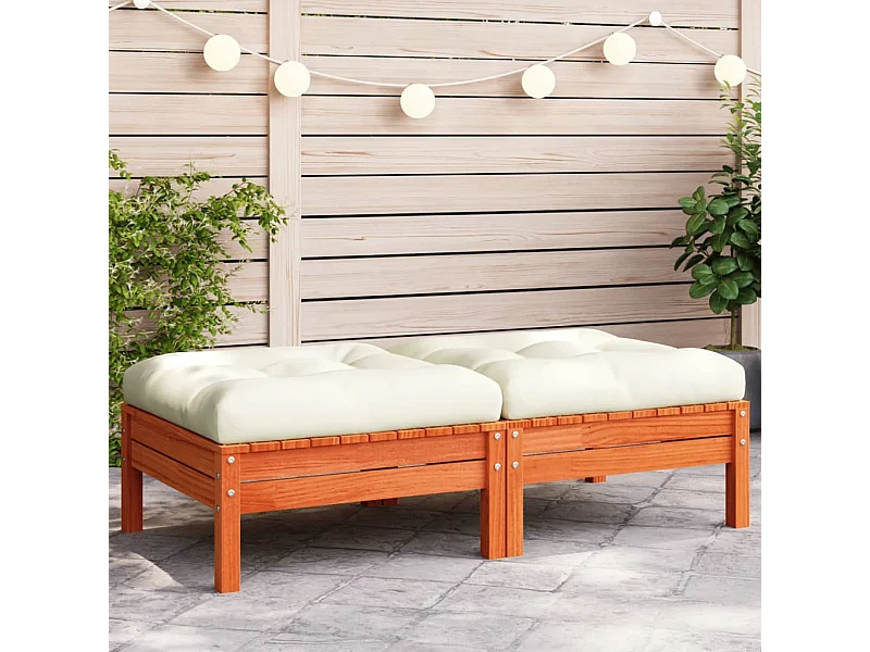 Apoios pés jardim c/ almofadões 2 pcs pinho maciço castanho-mel PT834565