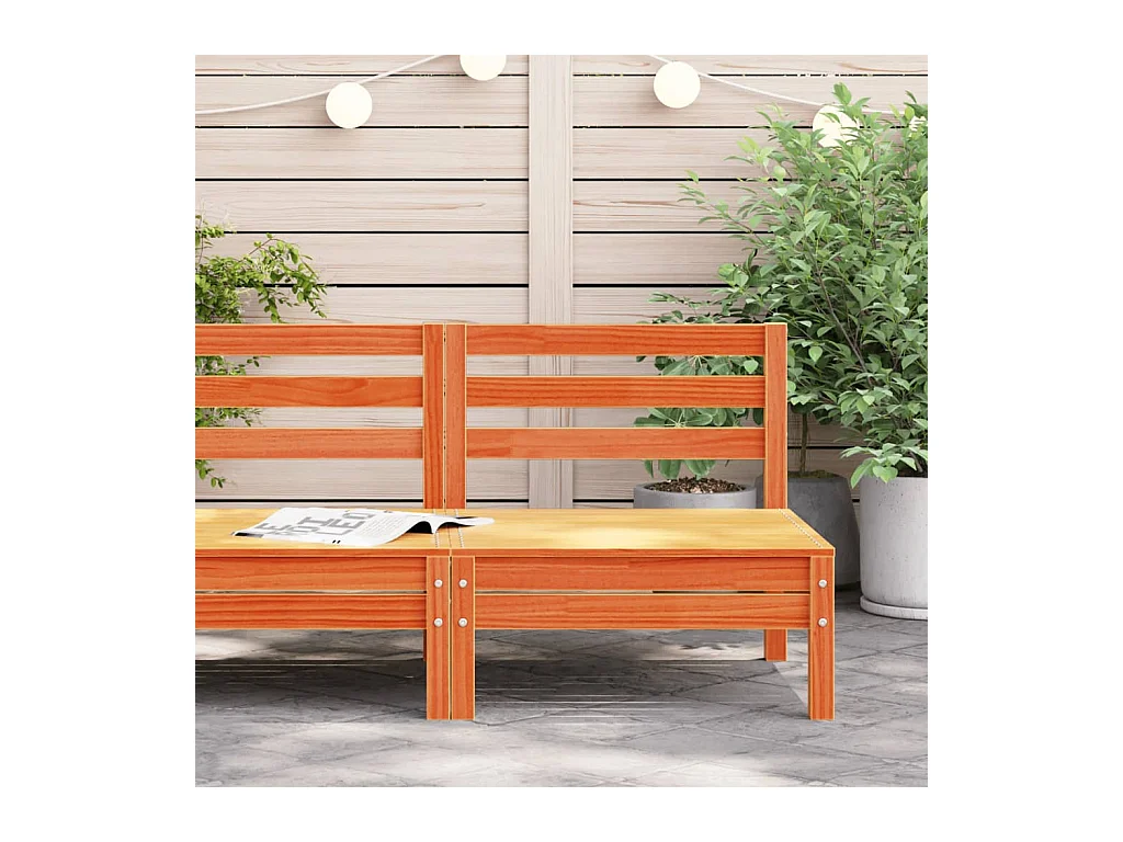 Canapé de jardin sans accoudoirs cire marron bois de pin massif FR36257