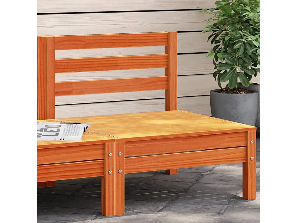 Canapé de jardin sans accoudoirs cire marron bois de pin massif FR36257