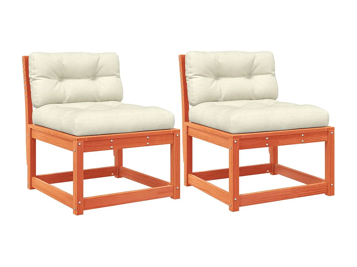 Sofás de jardim c/ almofadões 2 pcs pinho maciço castanho cera PT783701