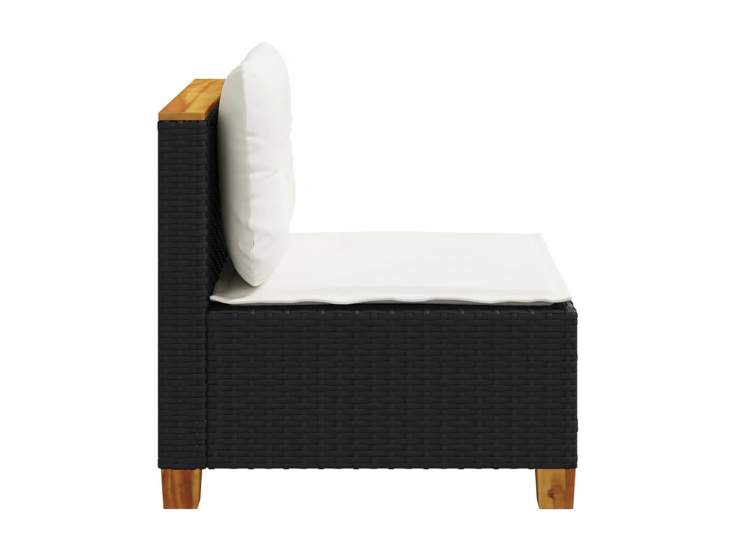 Canapé de jardin sans accoudoirs coussins noir résine tressée FR210757