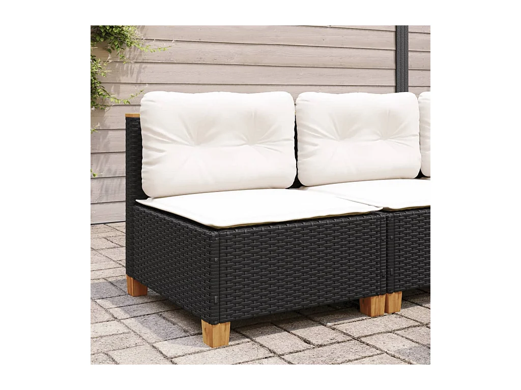 Canapé de jardin sans accoudoirs coussins noir résine tressée FR210757