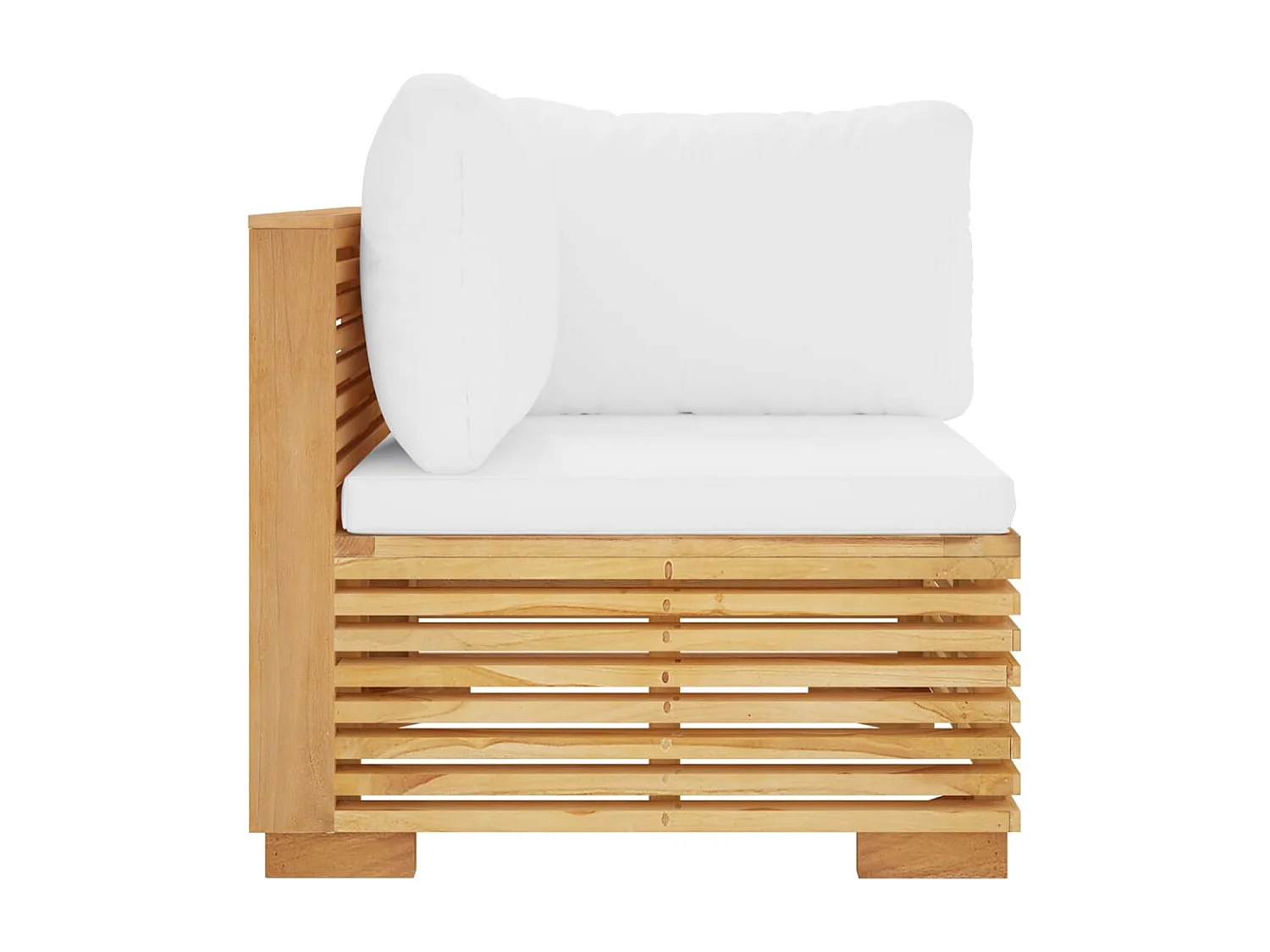 Canapé d'angle de jardin et coussins crème Bois de teck massif FR88378