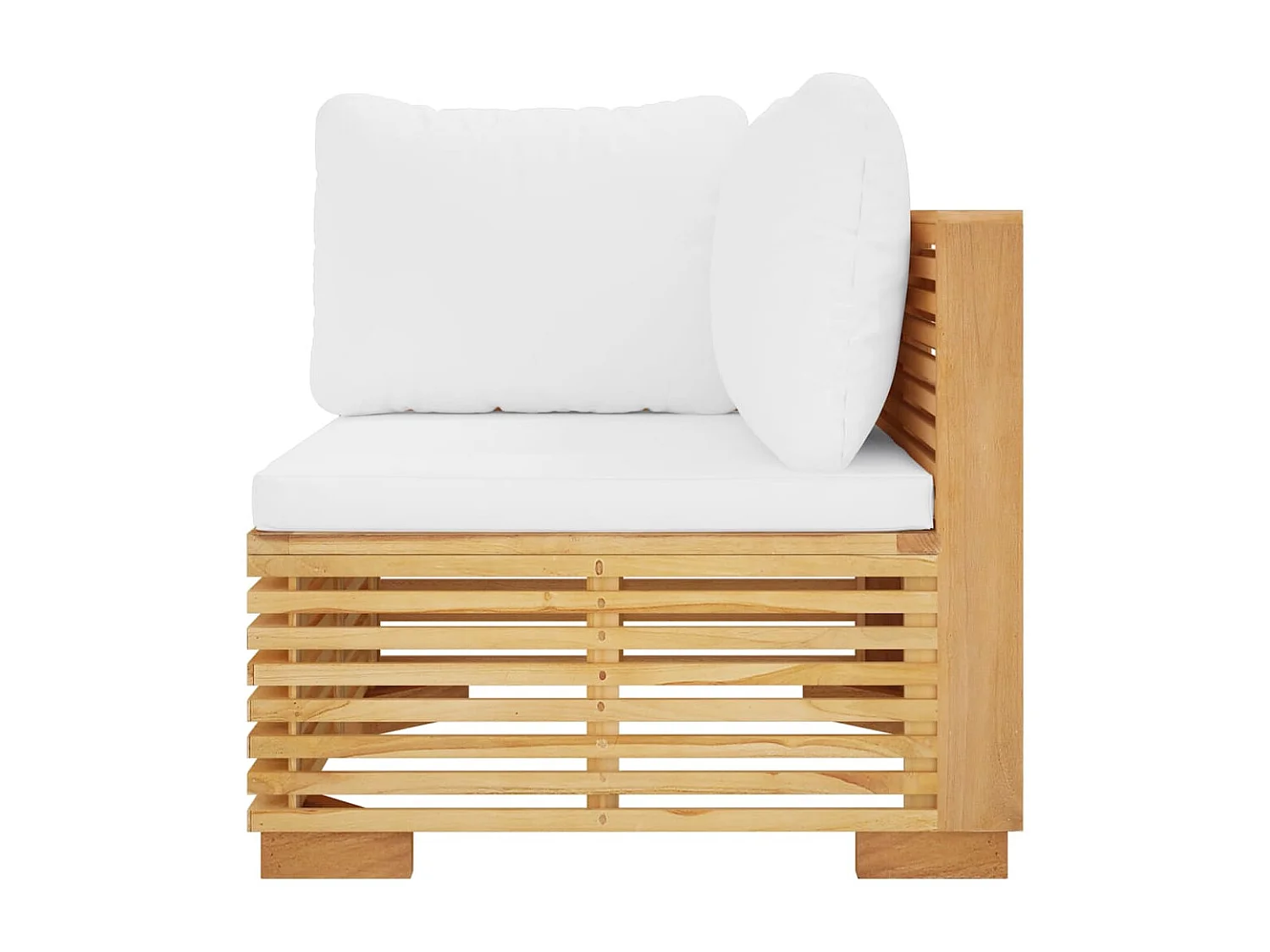 Canapé d'angle de jardin et coussins crème Bois de teck massif FR88378