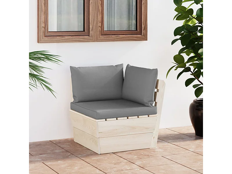 Canapé d'angle palette de jardin avec coussins Épicéa imprégné FR32775