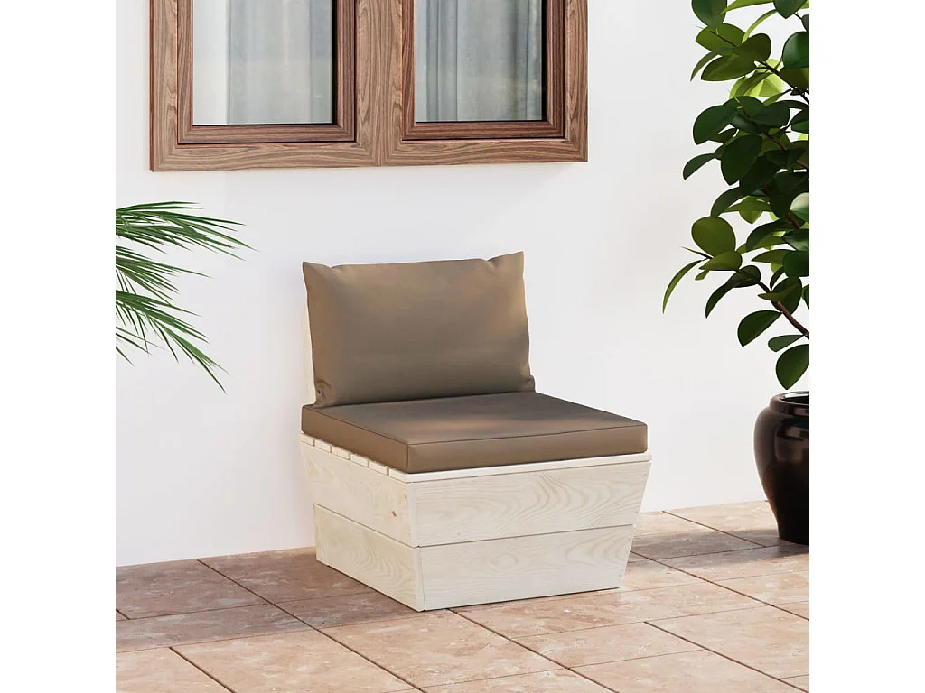 Canapé central palette de jardin avec coussins Épicéa imprégné FR14367