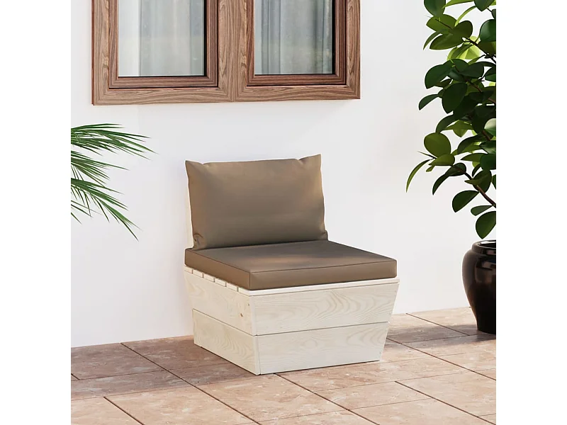 Canapé central palette de jardin avec coussins Épicéa imprégné FR14367